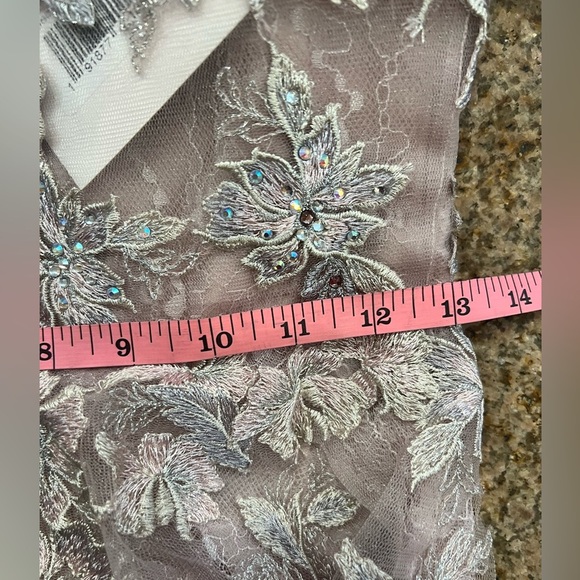 MAC DUGGAL Lace Tulle A Line Midi Dress in Vintage Lilac Size 6 Style 30681 NWT - Picture 6 of 14